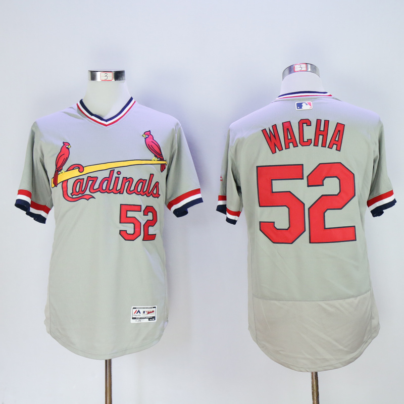 Men St. Louis Cardinals #52 Wacha Grey Throwback Elite MLB Jerseys